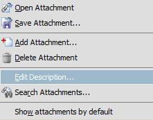 Screenshot of how to edit the attachment description